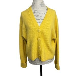Kate Spade Yellow Wool Blend Cardigan Oversized Small